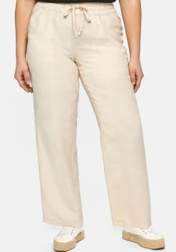 Leinenhose mit elastischem Bund und Bindeband