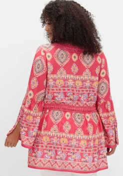 Longbluse im Ethno-Stil, mit Crochet-Spitze