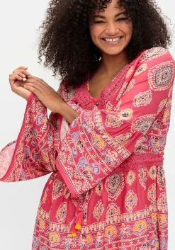 Longbluse im Ethno-Stil, mit Crochet-Spitze