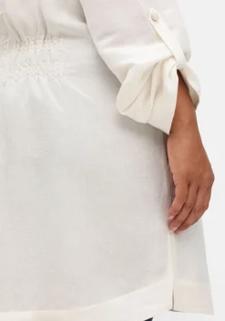 Longbluse in Leinenoptik, mit Gummizug hinten