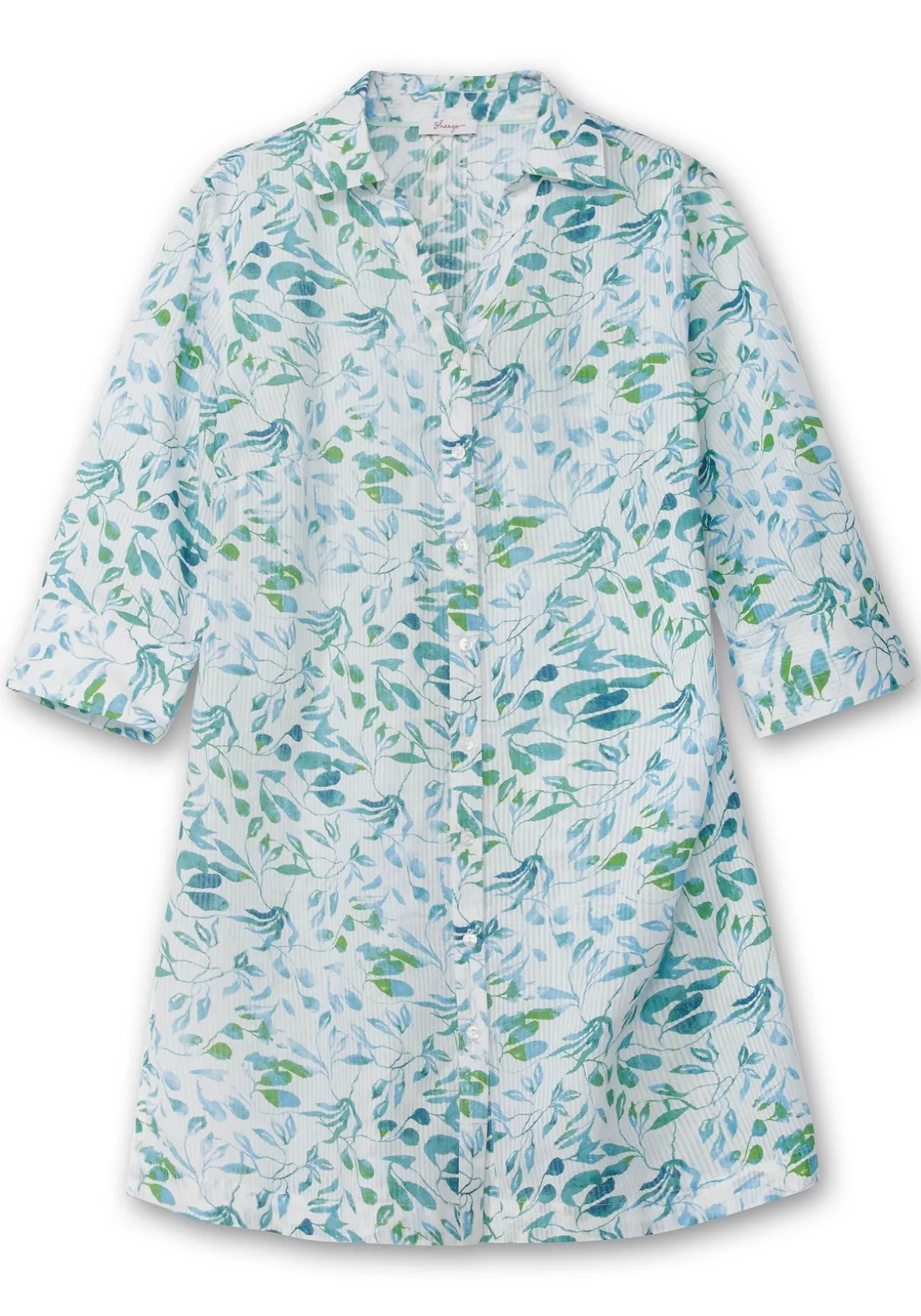 Longbluse mit Blätterdruck und 3/4-Ärmeln