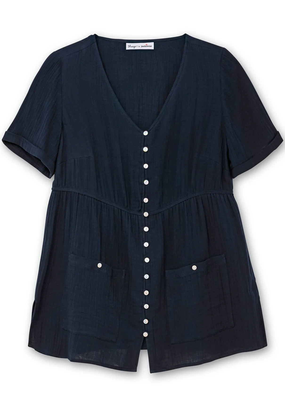 Longbluse mit Knopfleiste und Taschen