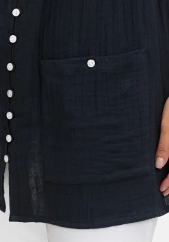 Longbluse mit Knopfleiste und Taschen