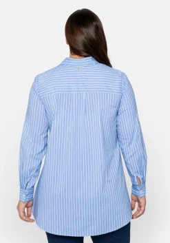 Longbluse mit Streifen und gerundetem Saum