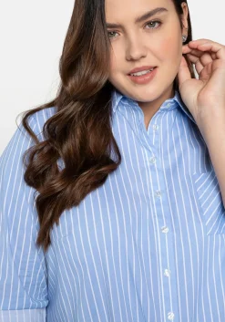 Longbluse mit Streifen und gerundetem Saum