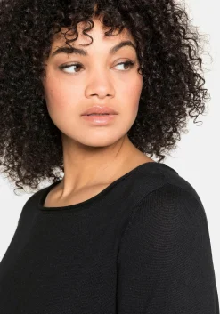 Longpullover mit U-Boot-Ausschnitt und Leinenanteil