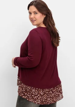 Longshirt aus Feinstrick, mit Chiffonfutter