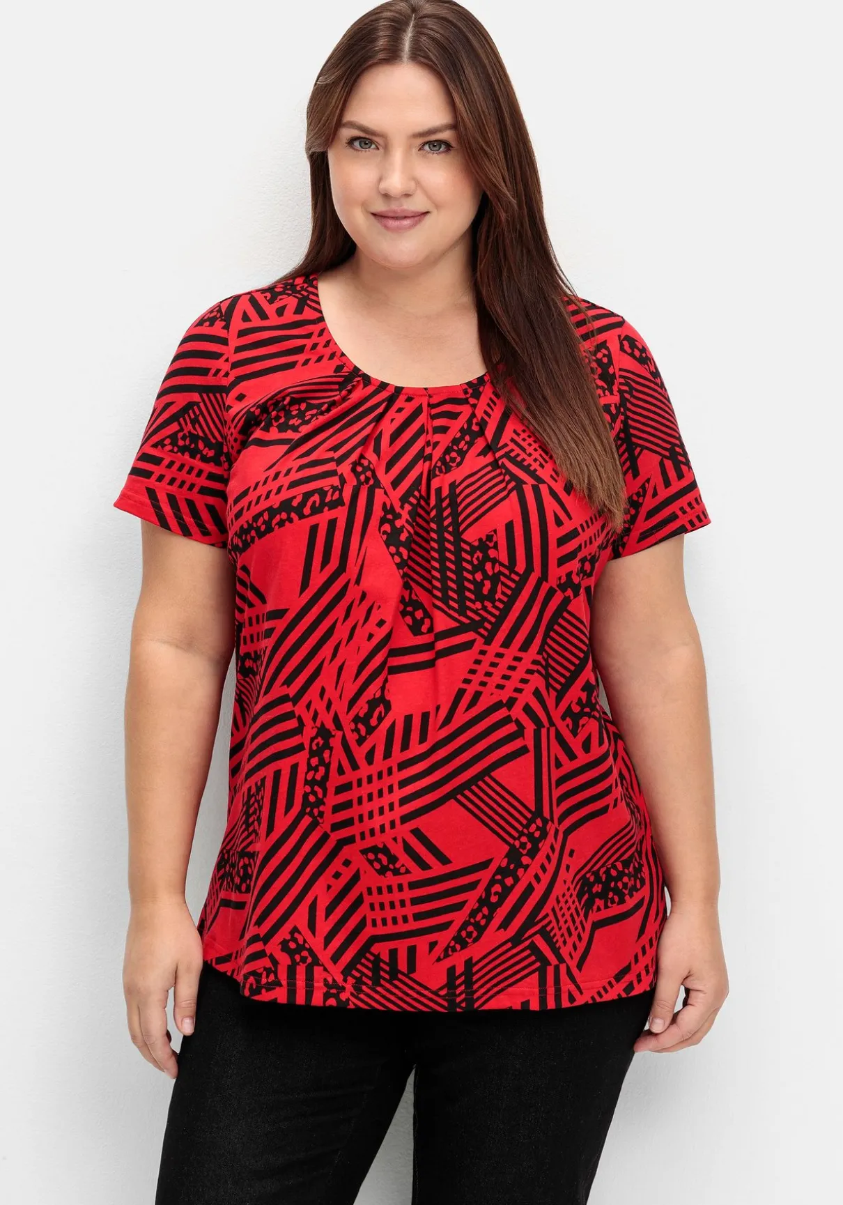 Longshirt in A-Linie, mit grafischem Muster