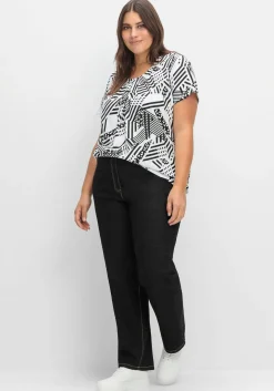 Longshirt in A-Linie, mit grafischem Muster