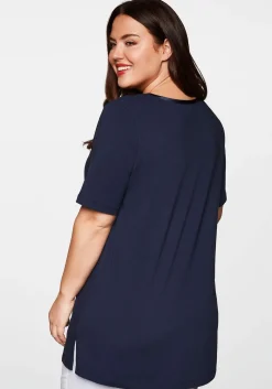 Longshirt in A-Linie mit Raffung am V-Ausschnitt