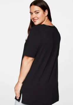Longshirt in A-Linie mit Raffung am V-Ausschnitt
