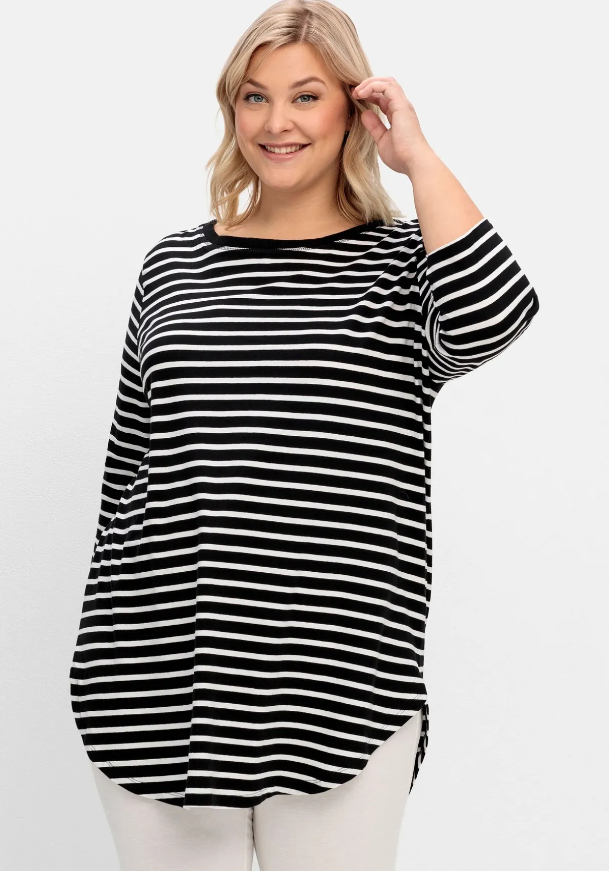 Longshirt in Oversized-Form mit Streifen