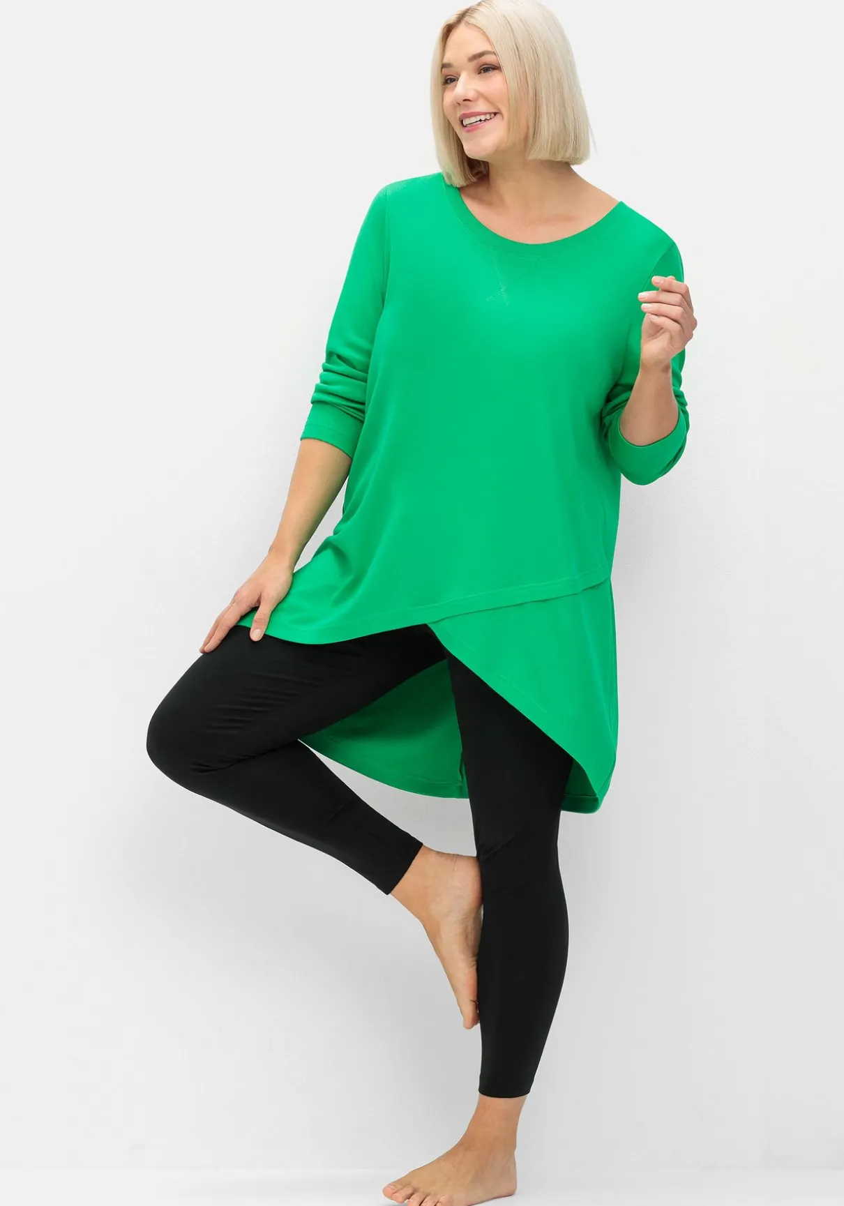 Longshirt in Wickeloptik, in leichter A-Linie