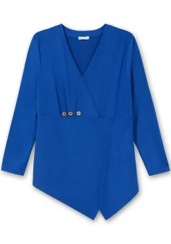 Longshirt in Wickeloptik, mit Zierknöpfen