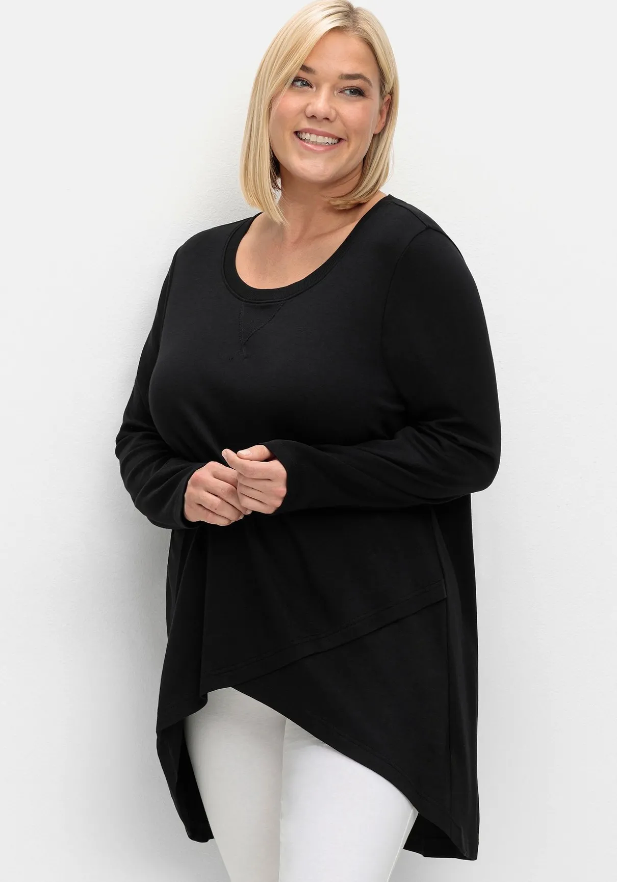 Longshirt in Wickeloptik, in leichter A-Linie