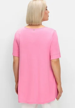 Longshirt mit abgerundetem Saum