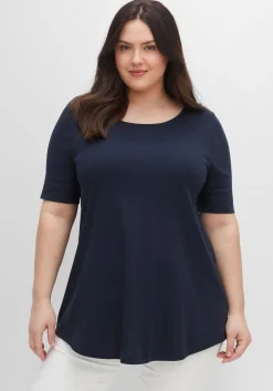 Longshirt mit abgerundetem Saum