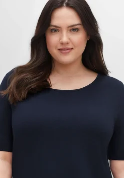 Longshirt mit abgerundetem Saum