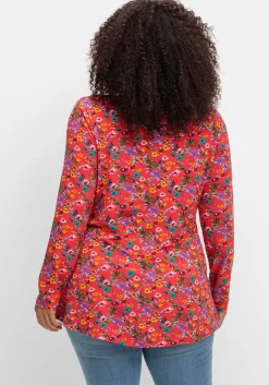 Longshirt mit Blümchen-Alloverdruck