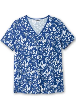 Longshirt mit Blumendruck, in leichter A-Linie