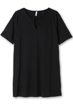 Longshirt mit geschlitztem Ausschnitt