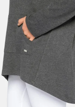 Longshirt mit Kängurutasche, im Vokuhila-Schnitt