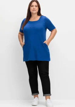 Longshirt mit Taschen und Karreeausschnitt