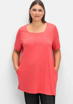 Longshirt mit Taschen und Karreeausschnitt