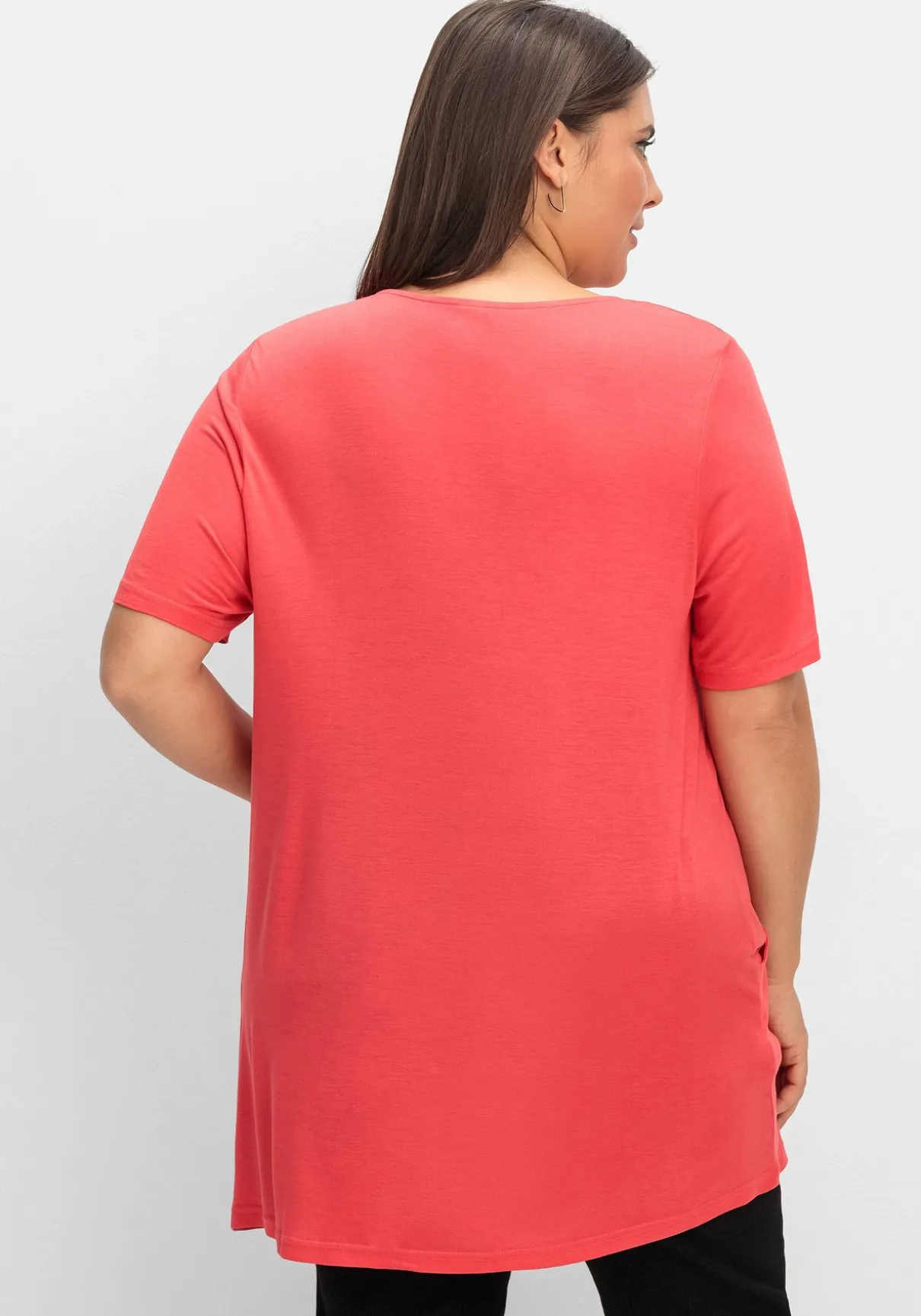 Longshirt mit Taschen und Karreeausschnitt