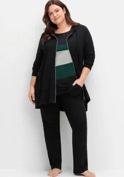 Longshirtjacke mit Kapuze und Kängurutasche