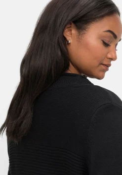 Longstrickjacke im Strukturmix, mit V-Ausschnitt