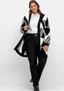 Longstrickjacke mit grafischem Jacquardmuster