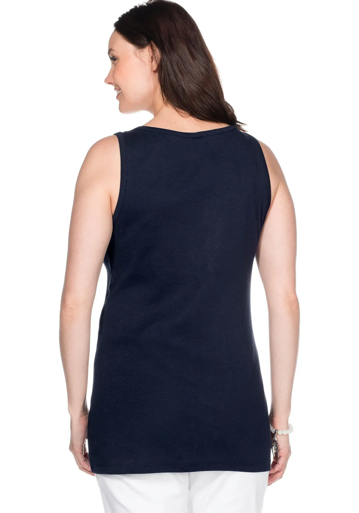 Longtop in Rippqualität, mit weitem Ausschnitt