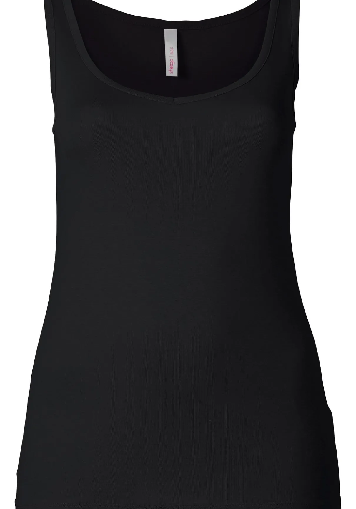 Longtop in Rippqualität, mit weitem Ausschnitt