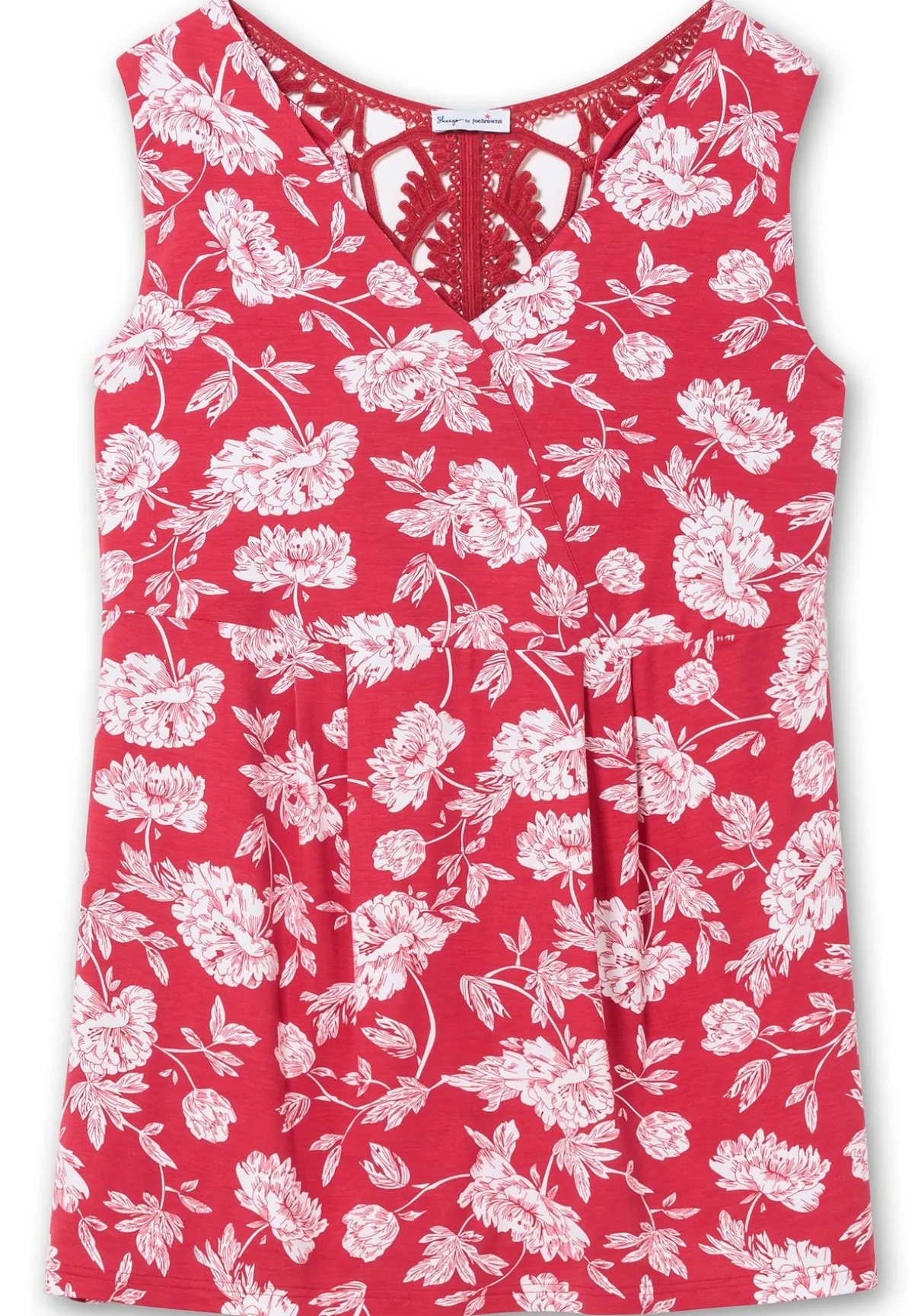 Longtop mit Blumendruck und Spitze im Rücken