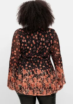 Longtunika aus Mesh, mit Trompetenärmeln