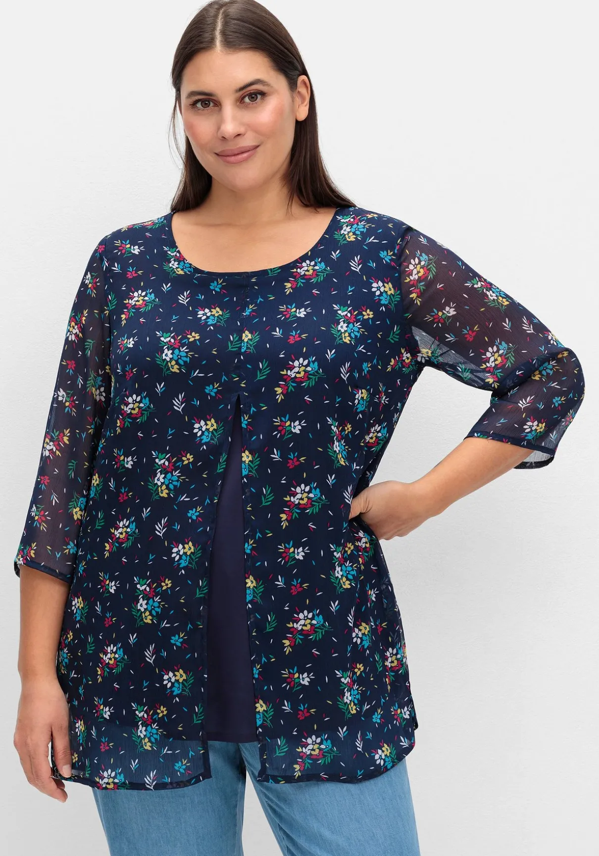 Longtunika im Lagenlook, mit Blumenprint