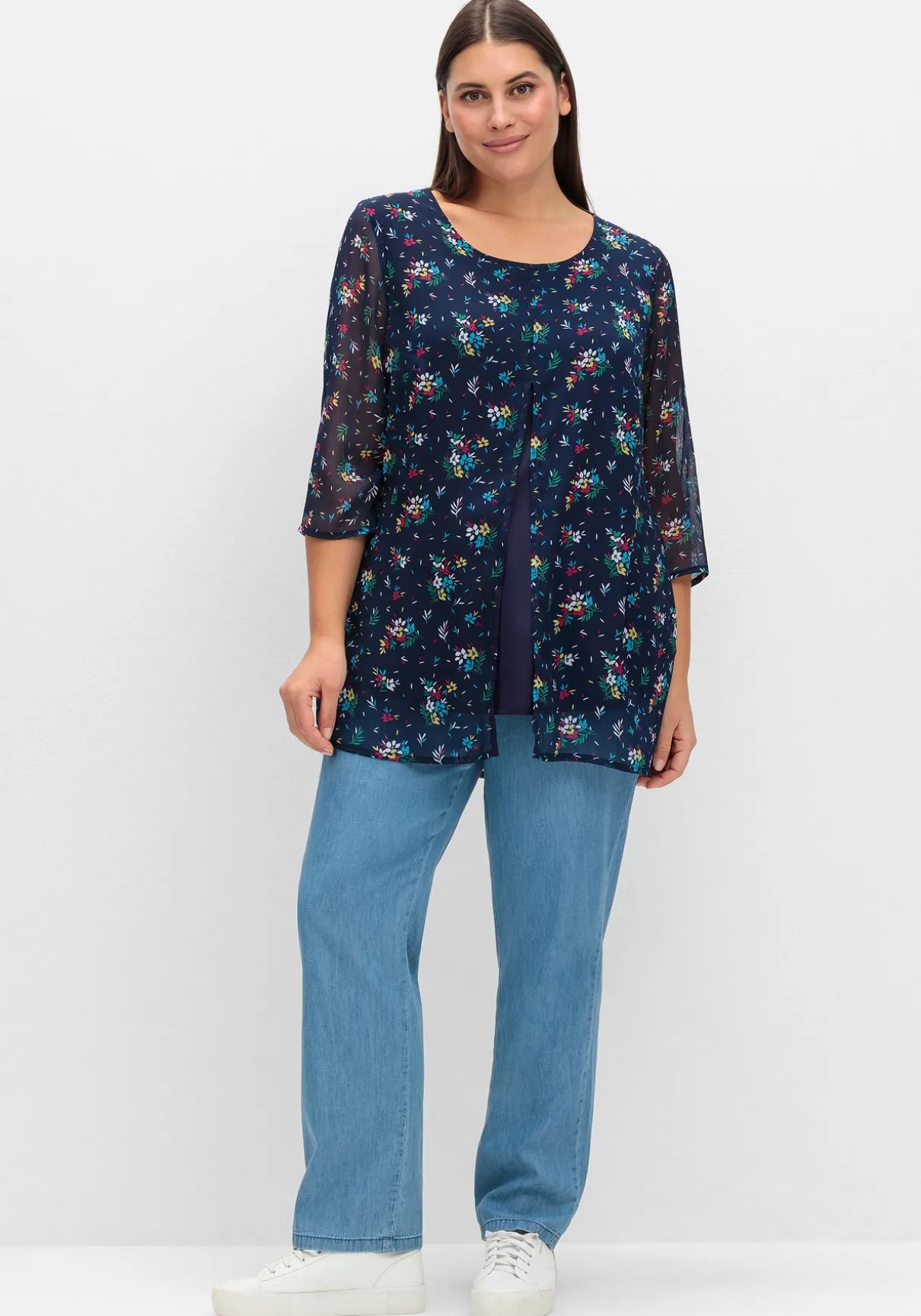 Longtunika im Lagenlook, mit Blumenprint