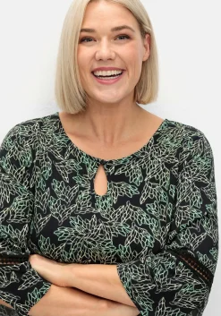 Longtunika mit floralem Print und Lochmusterdetails