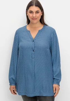 Longtunika mit Minimaldruck und Knopfleiste