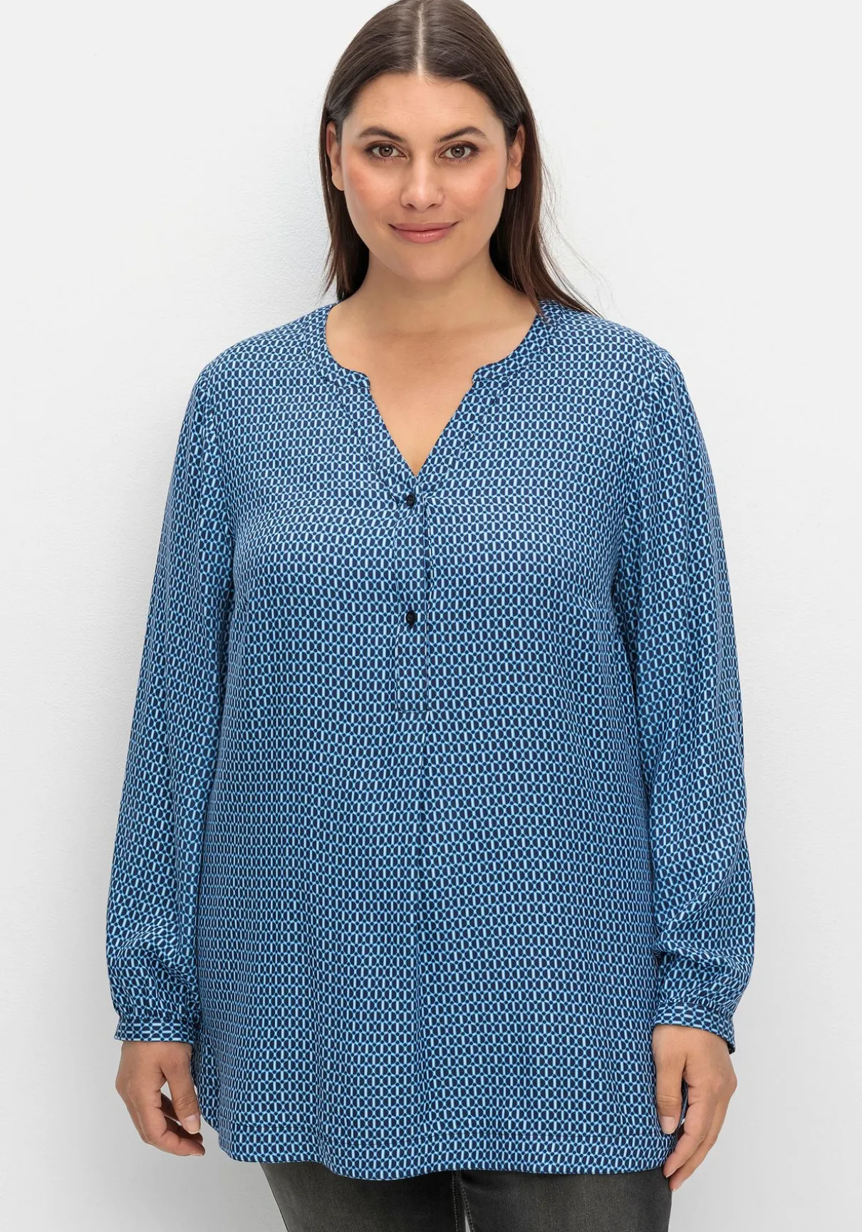 Longtunika mit Minimaldruck und Knopfleiste