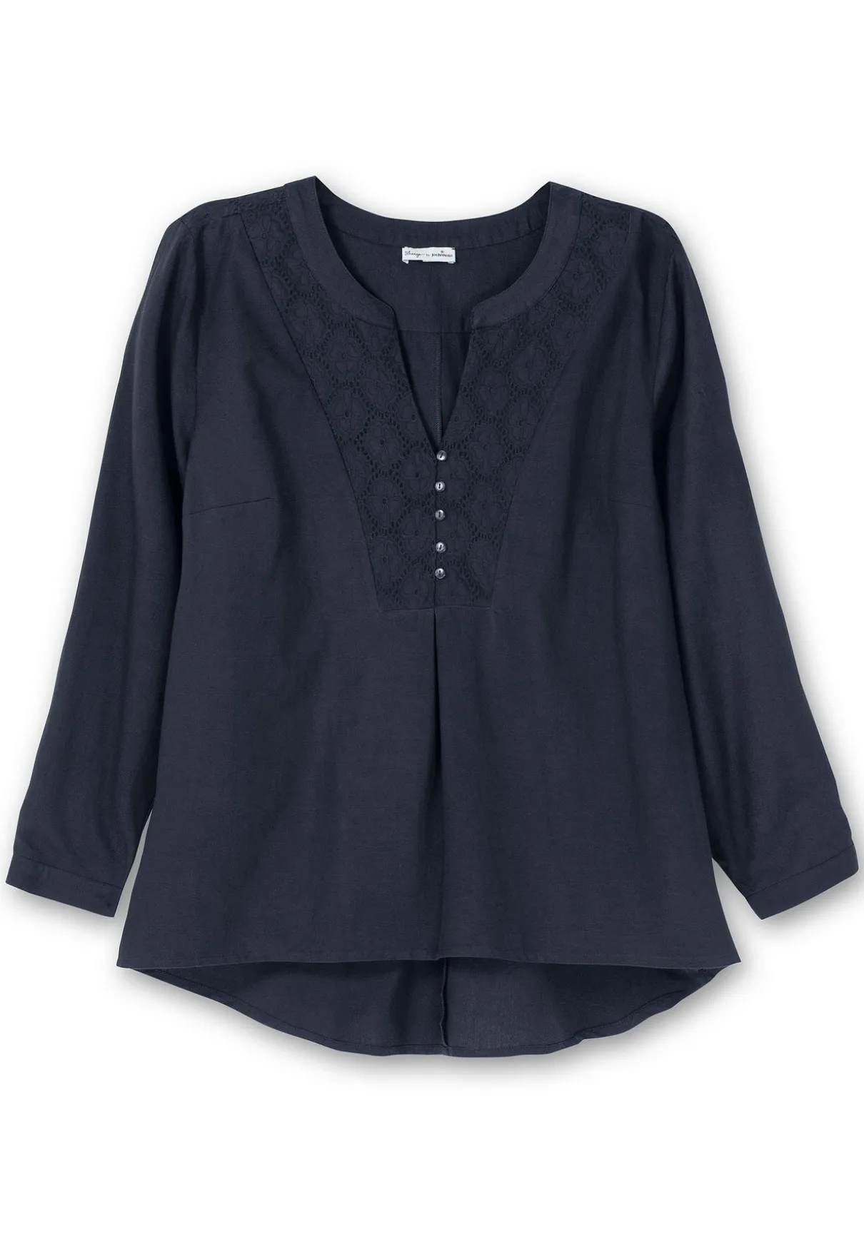 Longtunika mit Spitze am V-Ausschnitt