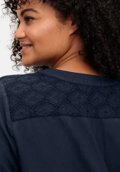 Longtunika mit Spitze am V-Ausschnitt