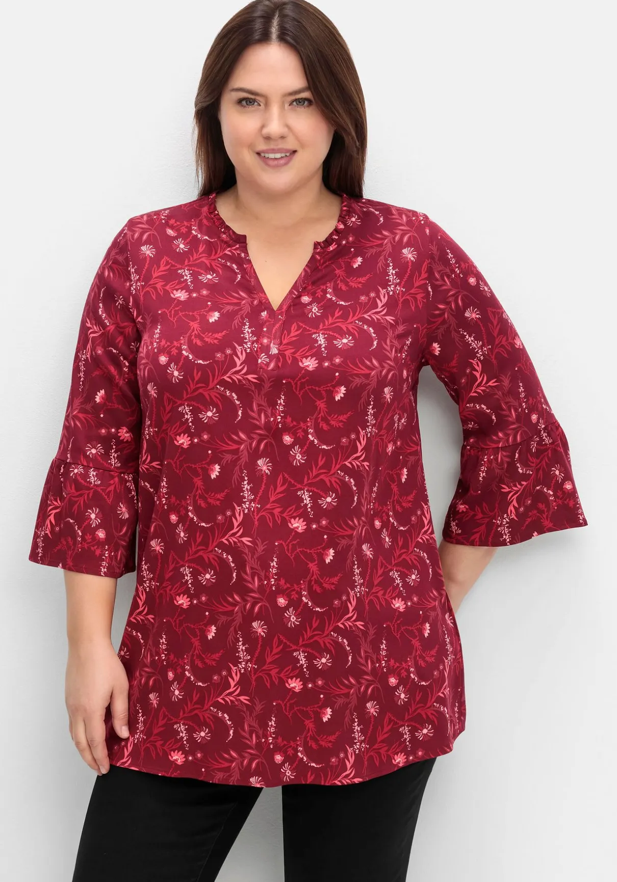 Longtunika mit Volants an den 3/4-Ärmeln