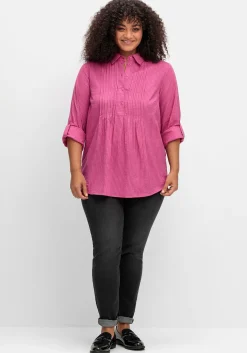 Longtunika mit Webstreifen, in leichter A-Linie