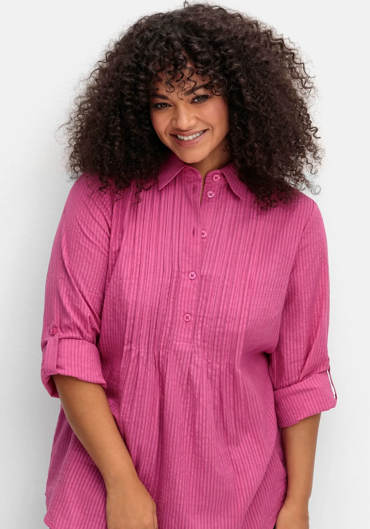 Longtunika mit Webstreifen, in leichter A-Linie