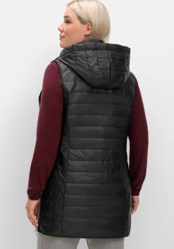 Longweste mit Kapuze und Kontrastdetails