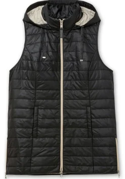 Longweste mit Kapuze und Kontrastdetails