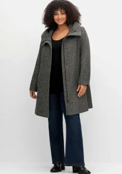 Mantel mit großer Kapuze, in A-Linie, mit Wollanteil