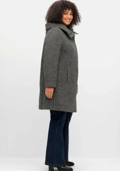 Mantel mit großer Kapuze, in A-Linie, mit Wollanteil